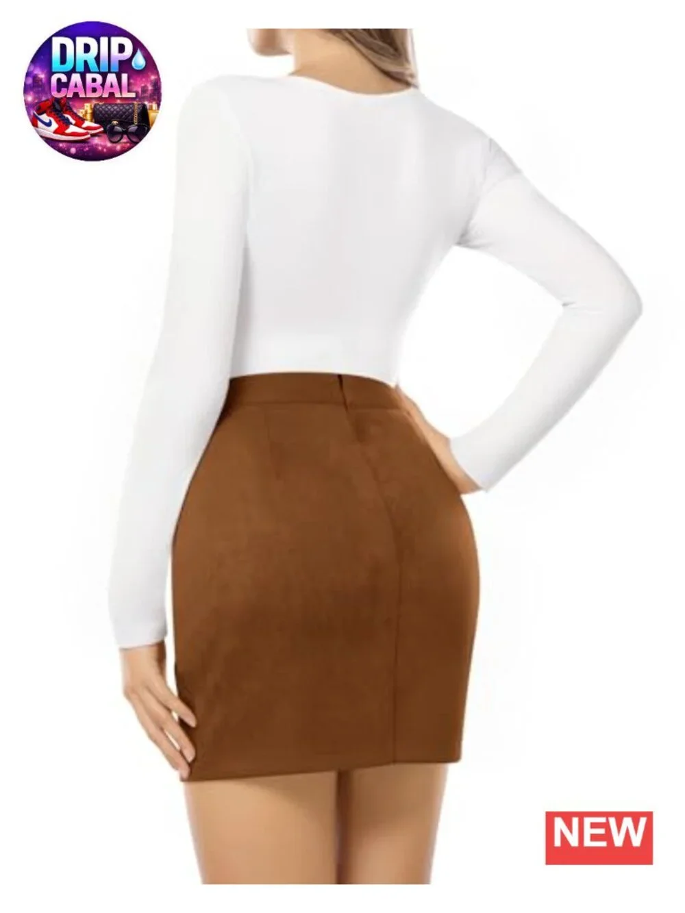 High Waist Faux Suede Mini Skirt Women A-Line